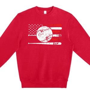 4th Of July Baseball American Flag Premium Crewneck Sweatshirt