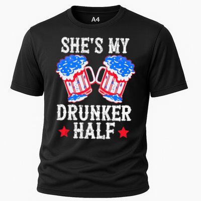 4th of July Matching Couple She's Is My Drunker Half Performance Shirt