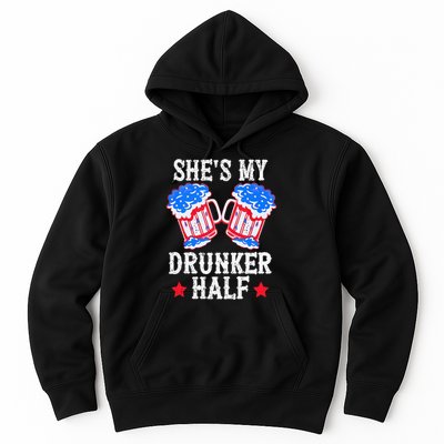 4th of July Matching Couple She's Is My Drunker Half Hoodie