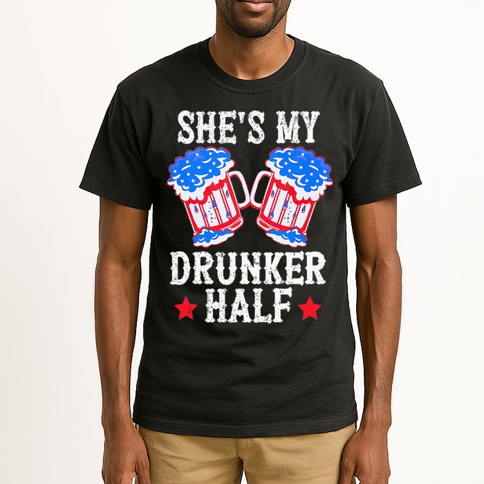 4th of July Matching Couple She's Is My Drunker Half Tall T-Shirt