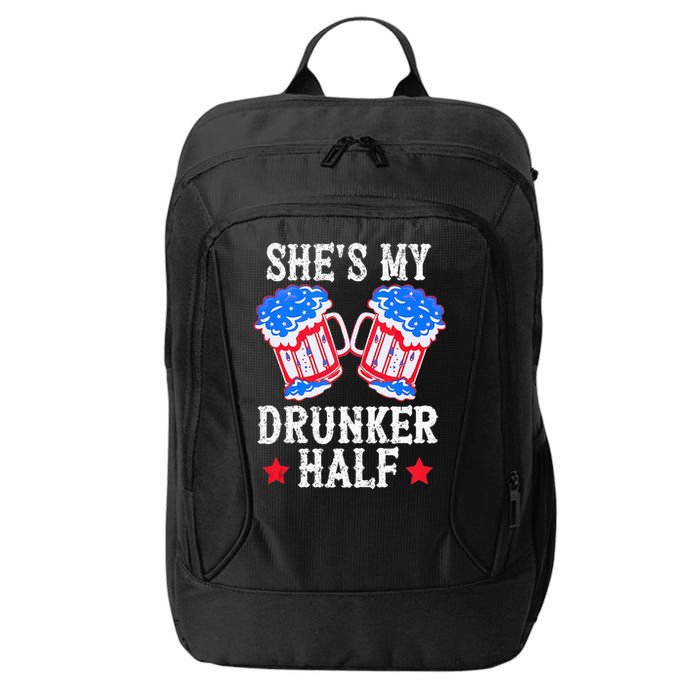 4th of July Matching Couple She's Is My Drunker Half City Backpack