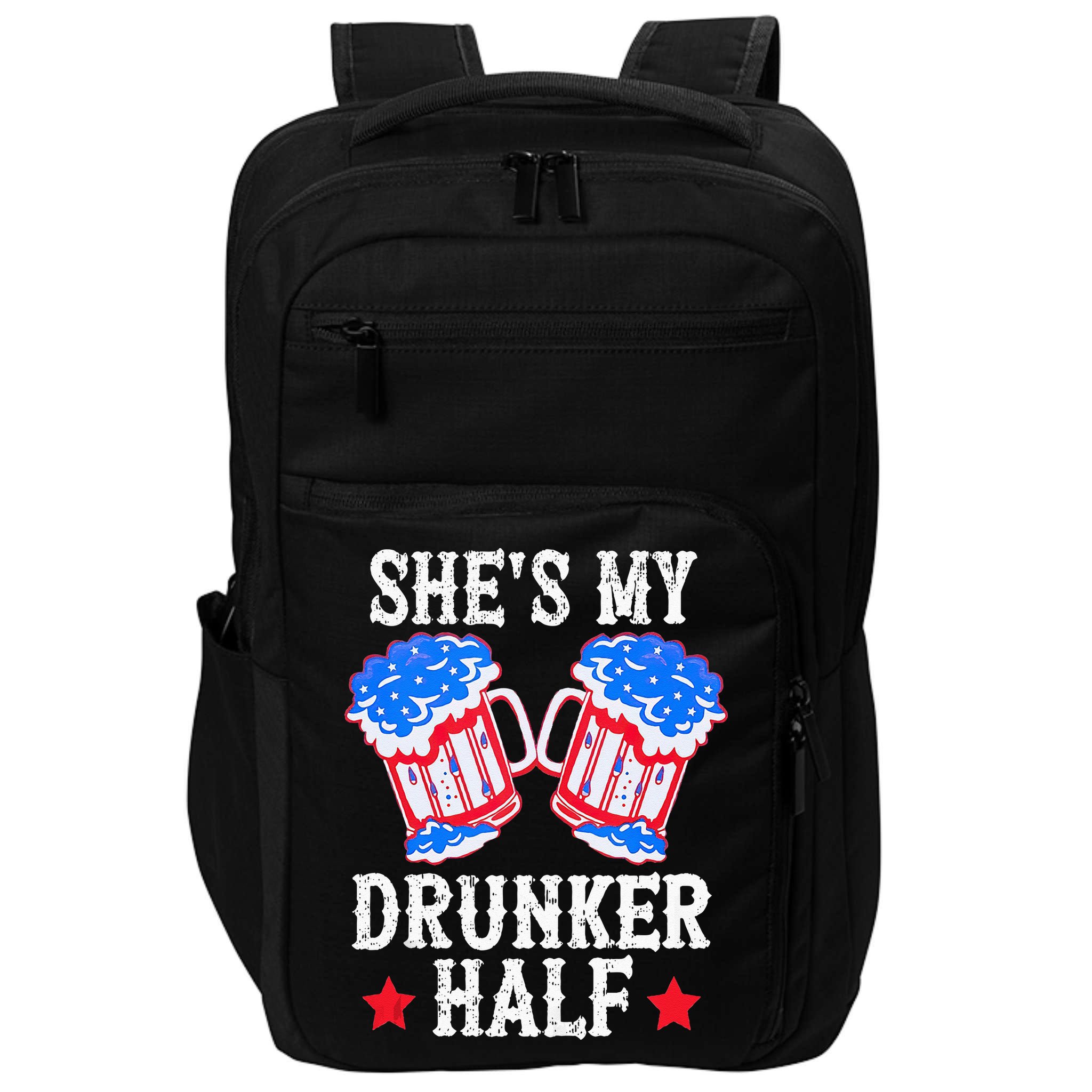 4th of July Matching Couple She's Is My Drunker Half Impact Tech Backpack