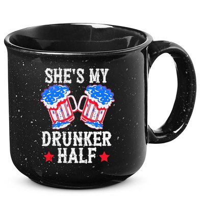 4th of July Matching Couple She's Is My Drunker Half 15oz Campfire Ceramic Mug