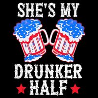4th of July Matching Couple She's Is My Drunker Half 16 in Basic Backpack