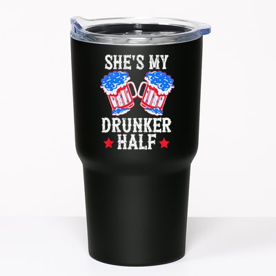 4th of July Matching Couple She's Is My Drunker Half Tumbler