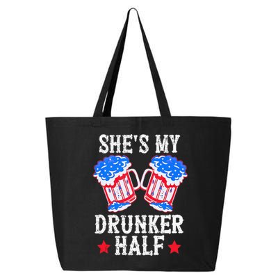 4th of July Matching Couple She's Is My Drunker Half 25L Jumbo Tote