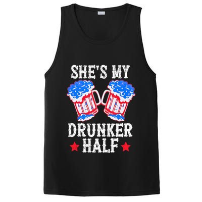 4th of July Matching Couple She's Is My Drunker Half PosiCharge Competitor Tank