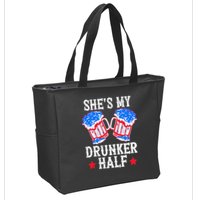 4th of July Matching Couple She's Is My Drunker Half Zip Tote Bag