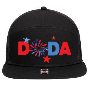 4th Of July Birthday Matching One Little Firecracker 7 Panel Mesh Trucker Snapback Hat