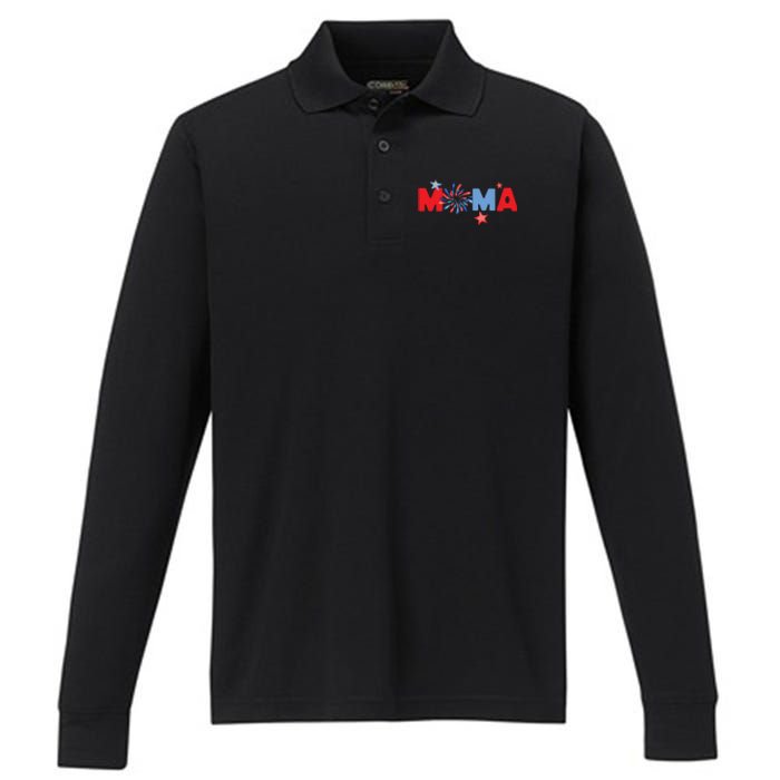 4th Of July Birthday Matching One Little Firecracker Performance Long Sleeve Polo