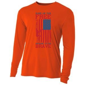 4th Of July Home Of The Free Because Of The Brave Soldier Gift Cooling Performance Long Sleeve Crew