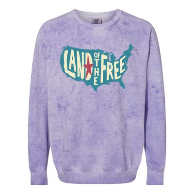 4th Of July Map Of The Usa Land Of The Free Meaningful Gift Colorblast Crewneck Sweatshirt