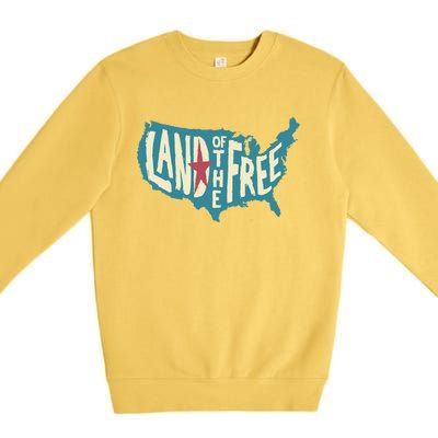 4th Of July Map Of The Usa Land Of The Free Meaningful Gift Premium Crewneck Sweatshirt