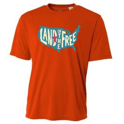 4th Of July Map Of The Usa Land Of The Free Meaningful Gift Cooling Performance Crew T-Shirt