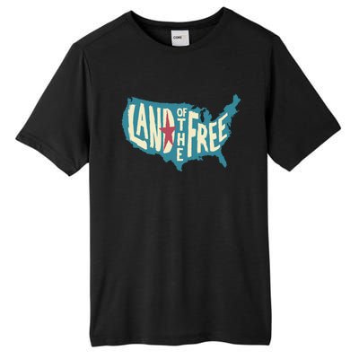 4th Of July Map Of The Usa Land Of The Free Meaningful Gift Tall Fusion ChromaSoft Performance T-Shirt