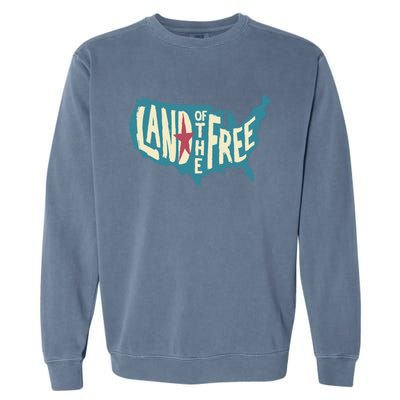 4th Of July Map Of The Usa Land Of The Free Meaningful Gift Garment-Dyed Sweatshirt