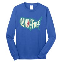 4th Of July Map Of The Usa Land Of The Free Meaningful Gift Long Sleeve Shirt