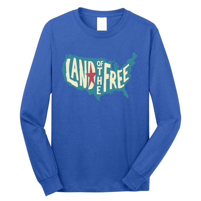 4th Of July Map Of The Usa Land Of The Free Meaningful Gift Long Sleeve Shirt