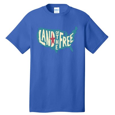 4th Of July Map Of The Usa Land Of The Free Meaningful Gift Tall T-Shirt