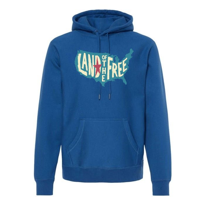 4th Of July Map Of The Usa Land Of The Free Meaningful Gift Premium Hoodie