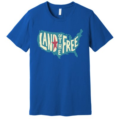 4th Of July Map Of The Usa Land Of The Free Meaningful Gift Premium T-Shirt