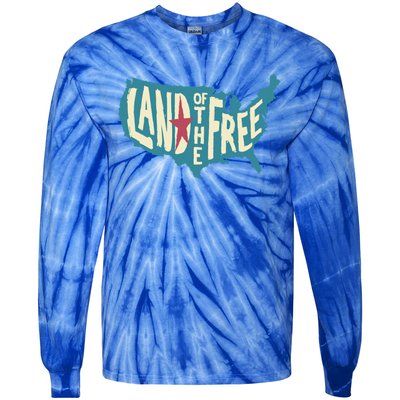 4th Of July Map Of The Usa Land Of The Free Meaningful Gift Tie-Dye Long Sleeve Shirt