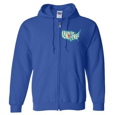 4th Of July Map Of The Usa Land Of The Free Meaningful Gift Full Zip Hoodie