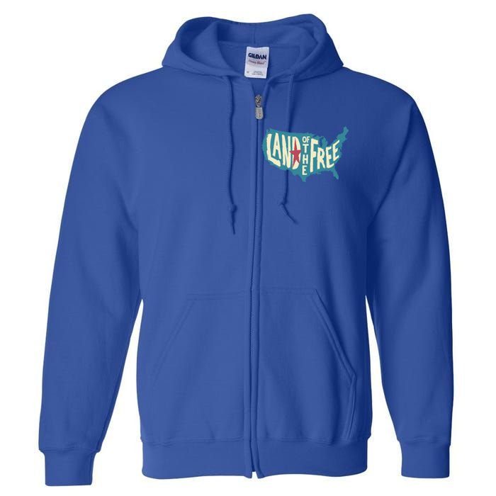 4th Of July Map Of The Usa Land Of The Free Meaningful Gift Full Zip Hoodie