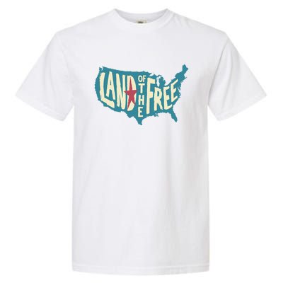 4th Of July Map Of The Usa Land Of The Free Meaningful Gift Garment-Dyed Heavyweight T-Shirt