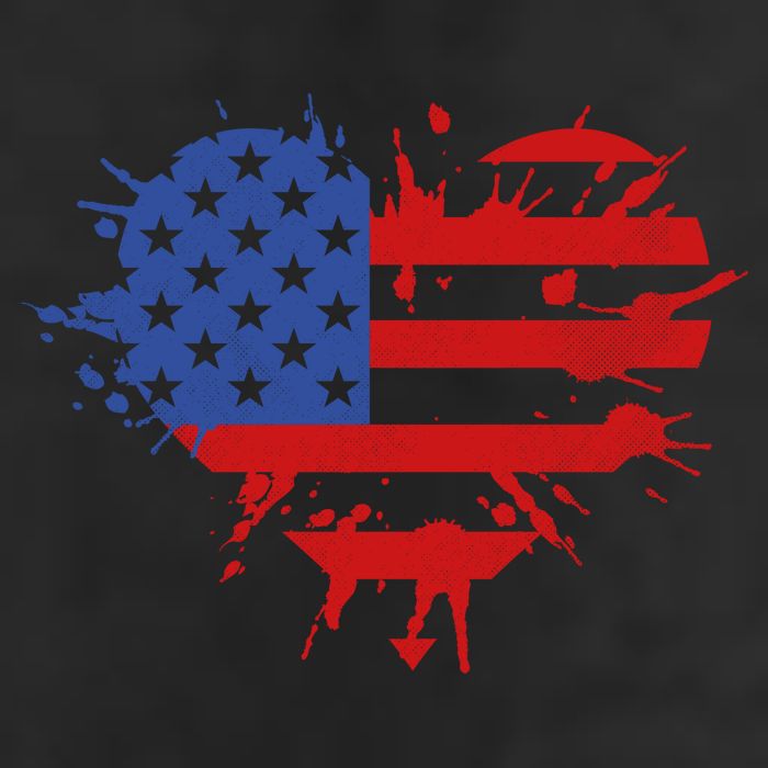 4th Of July American Flag Patriotic I Heart The USA 7 Panel Mesh Trucker Snapback Hat
