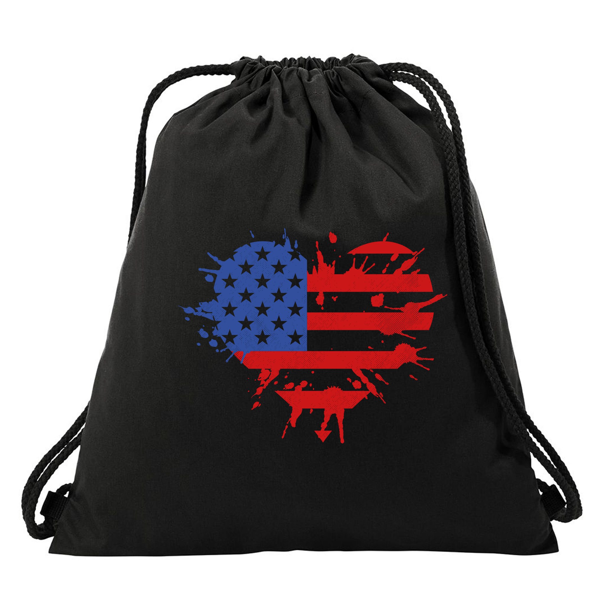 4th Of July American Flag Patriotic I Heart The USA Drawstring Bag