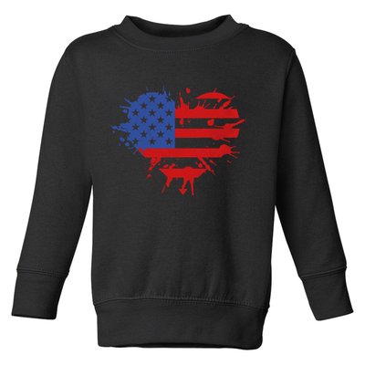 4th Of July American Flag Patriotic I Heart The USA Toddler Sweatshirt