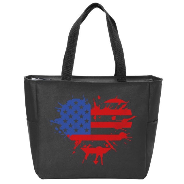 4th Of July American Flag Patriotic I Heart The USA Zip Tote Bag