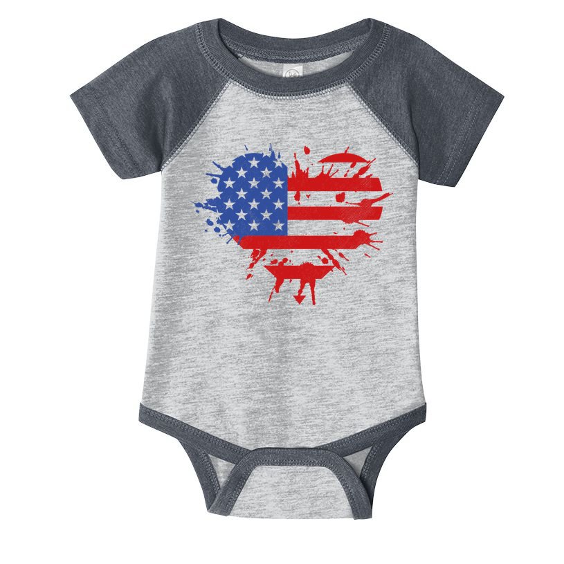 4th Of July American Flag Patriotic I Heart The USA Infant Baby Jersey Bodysuit