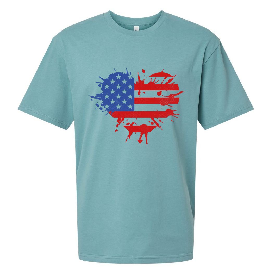 4th Of July American Flag Patriotic I Heart The USA Sueded Cloud Jersey T-Shirt