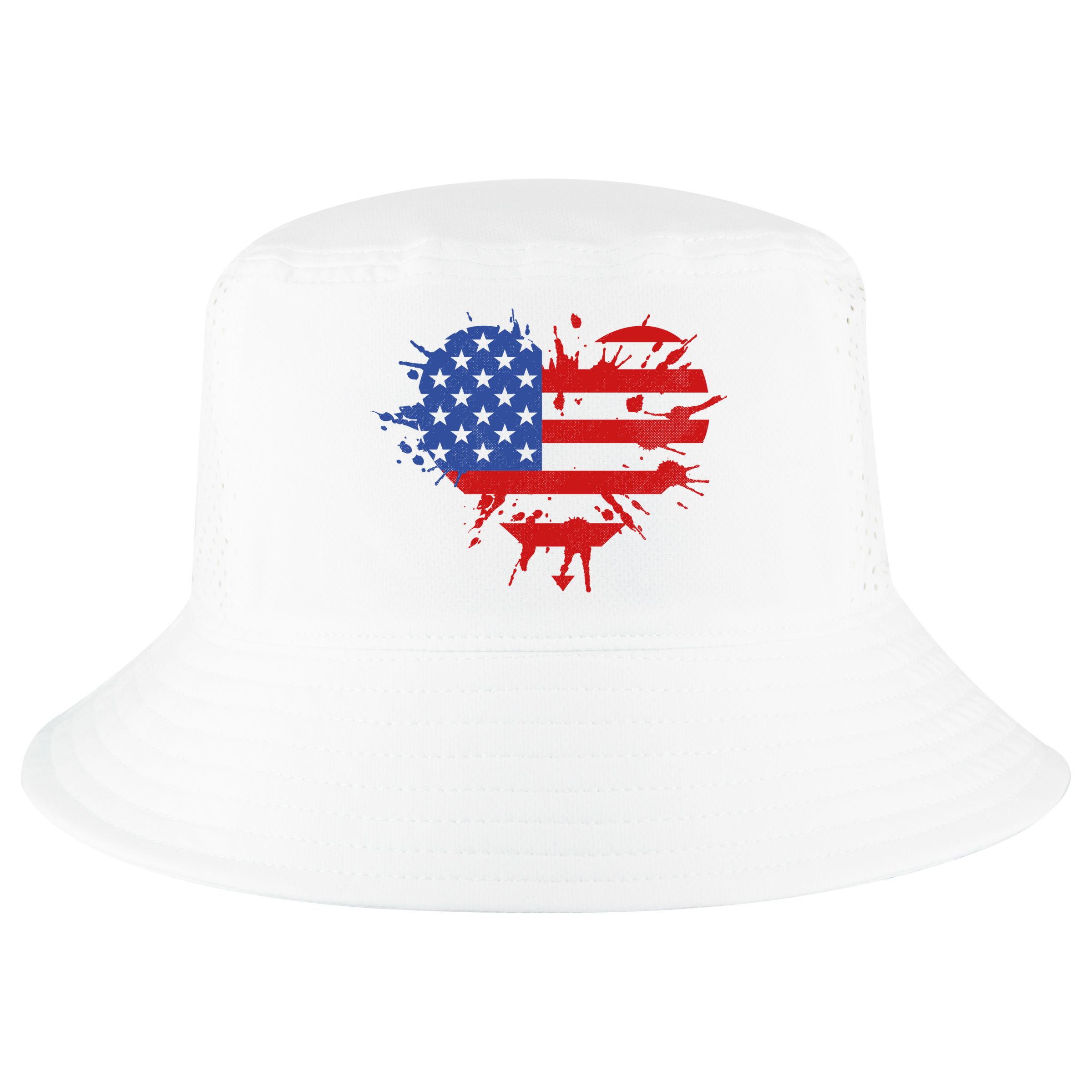 4th Of July American Flag Patriotic I Heart The USA Cool Comfort Performance Bucket Hat