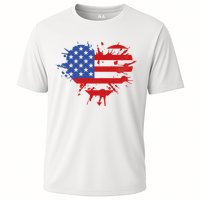 4th Of July American Flag Patriotic I Heart The USA Cooling Performance Crew T-Shirt
