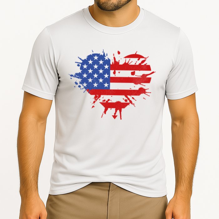 4th Of July American Flag Patriotic I Heart The USA Cooling Performance Crew T-Shirt