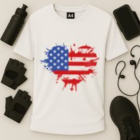 4th Of July American Flag Patriotic I Heart The USA Cooling Performance Crew T-Shirt