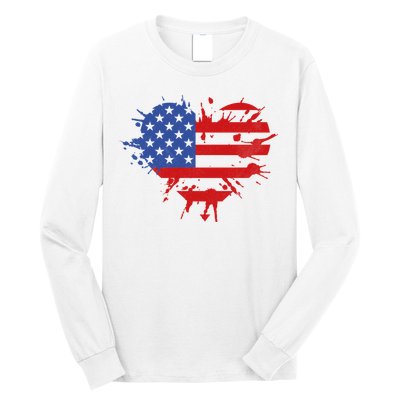 4th Of July American Flag Patriotic I Heart The USA Long Sleeve Shirt