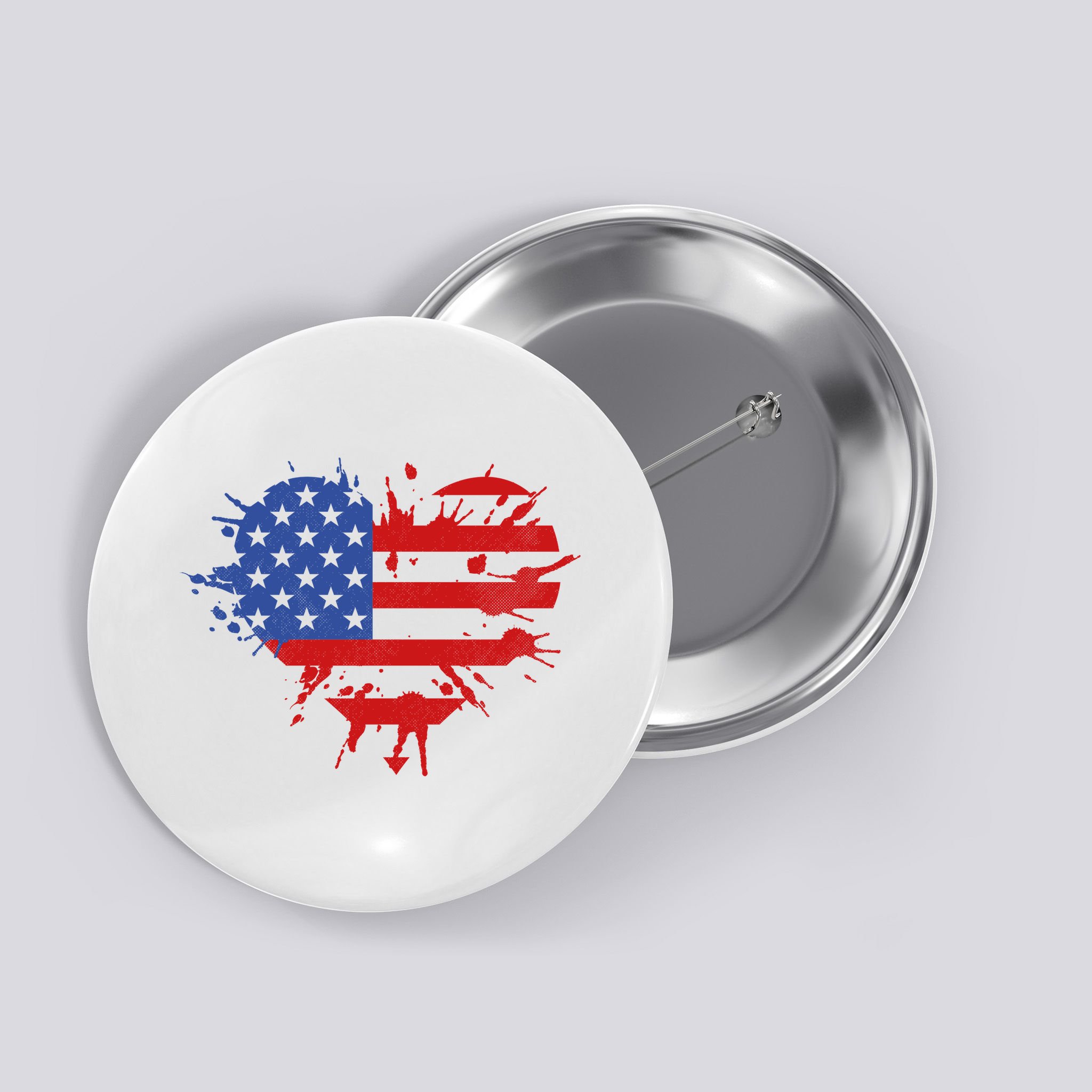 4th Of July American Flag Patriotic I Heart The USA Button