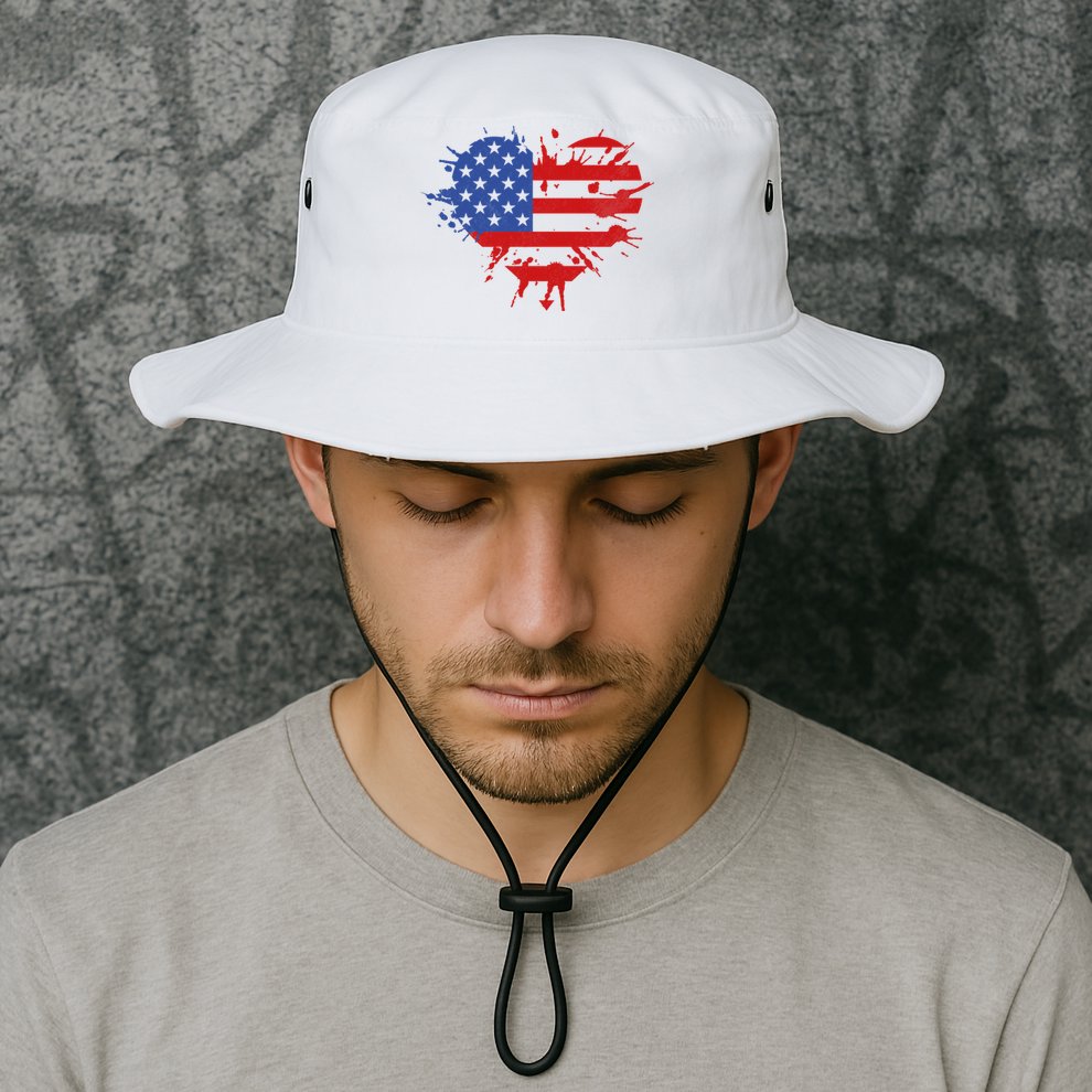 4th Of July American Flag Patriotic I Heart The USA Bucket Hat