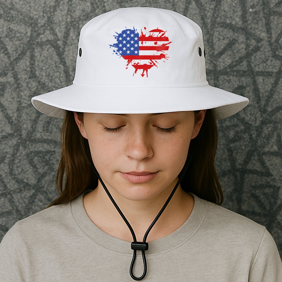 4th Of July American Flag Patriotic I Heart The USA Bucket Hat