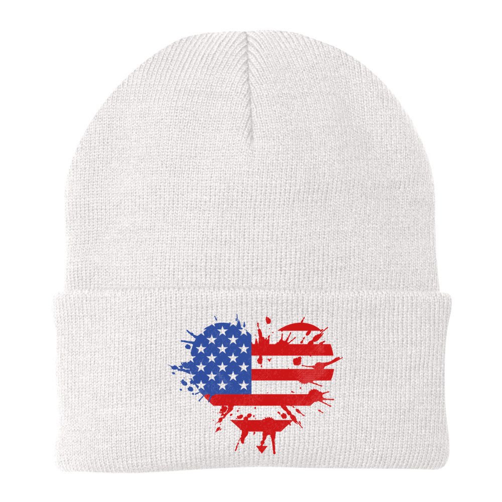 4th Of July American Flag Patriotic I Heart The USA Beanie