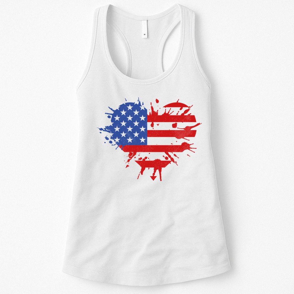4th Of July American Flag Patriotic I Heart The USA Womens Tank Top