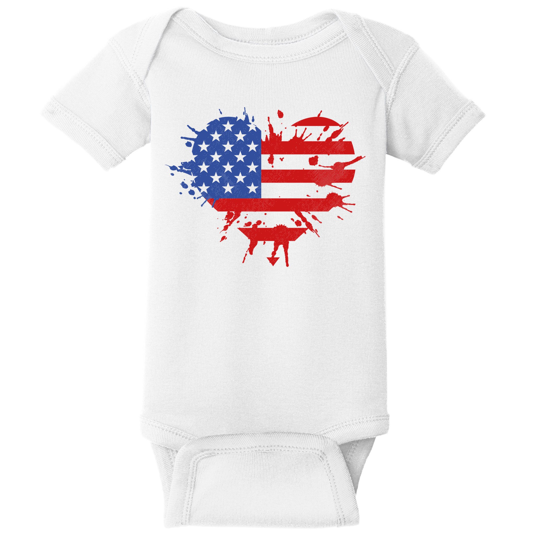 4th Of July American Flag Patriotic I Heart The USA Baby Bodysuit