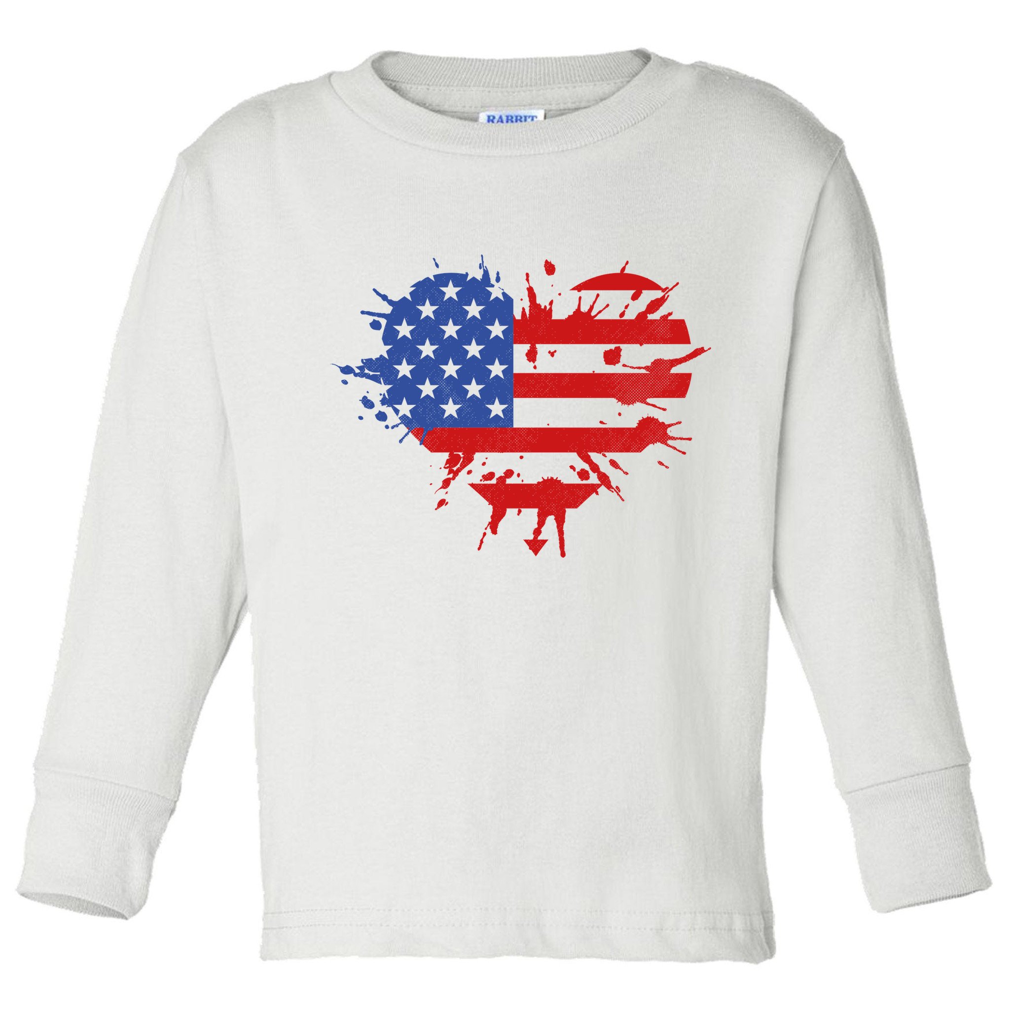 4th Of July American Flag Patriotic I Heart The USA Toddler Long Sleeve Shirt