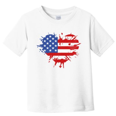 4th Of July American Flag Patriotic I Heart The USA Toddler T-Shirt