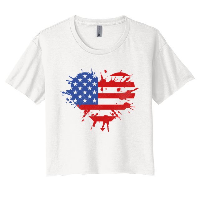 4th Of July American Flag Patriotic I Heart The USA Crop Top