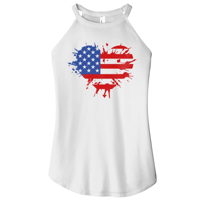 4th Of July American Flag Patriotic I Heart The USA Women's Perfect Tri Rocker Tank